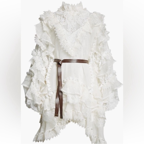 New Authentic Zimmermann Crush Heart Trim Long Sleeve Minidress Size Medium - Picture 2 of 13